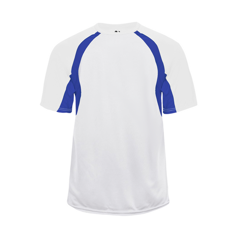 Badger Sport Hook Tee (414400-028804), Color 'White/Royal'